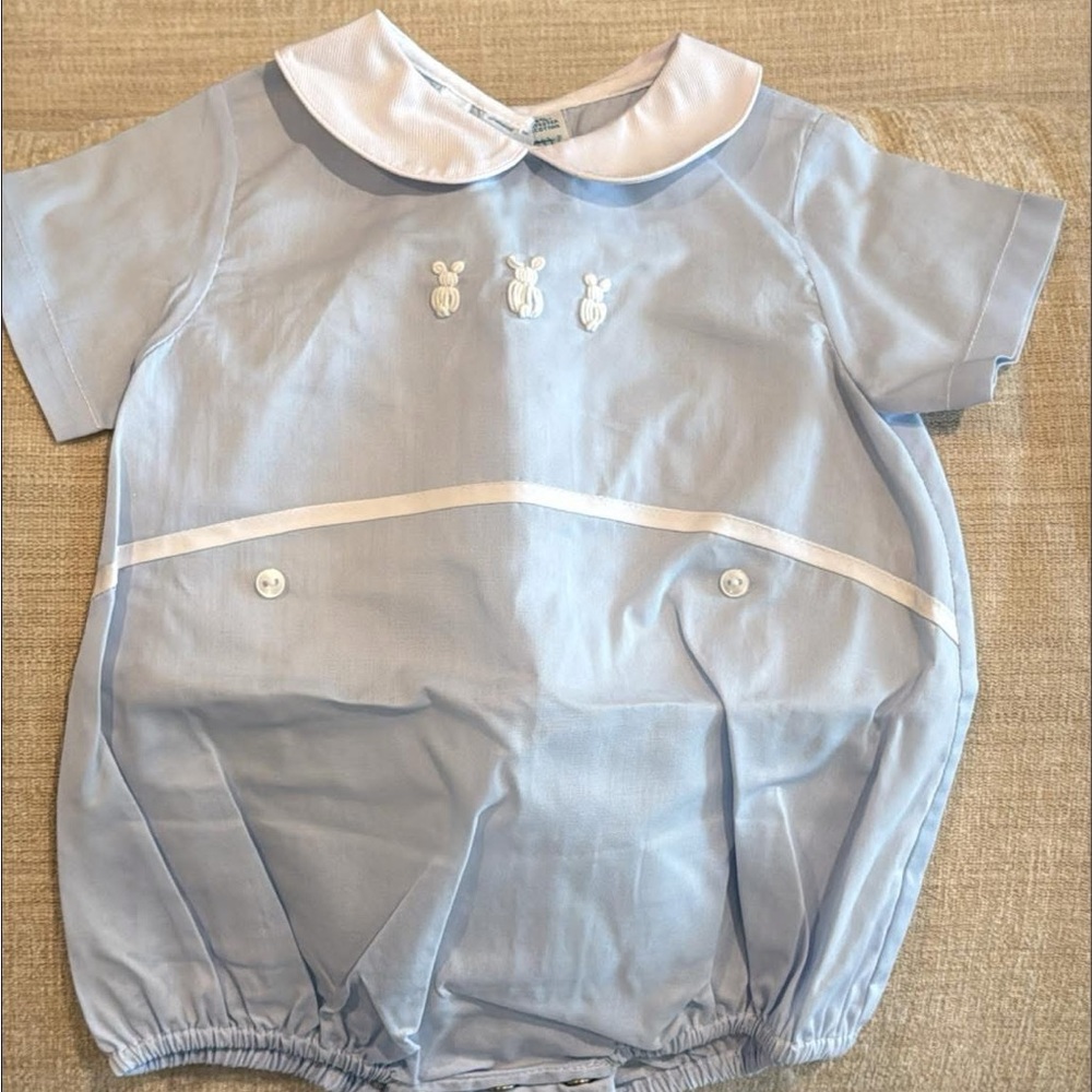 Classic Light Blue Baby One-Piece with White Collar
